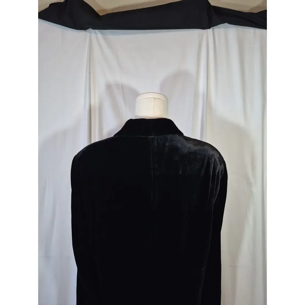 Garnet Hill Velvet Silk Blend Blazer Black Front Pockets US 14